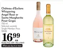 Pavilions Château d'Esclans Whispering Angel Rosé or Santa Margherita Pinot Grigio offer