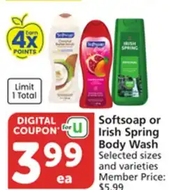 Pavilions Softsoap or Irish Spring Body Wash offer