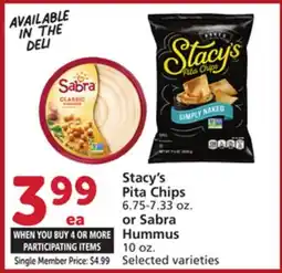 Albertsons Stacy's Pita Chips 6.75-7.33 oz. or Sabra Hummus 10 oz offer