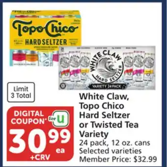 Albertsons White Claw, Topo Chico Hard Seltzer or Twisted Tea Variety offer