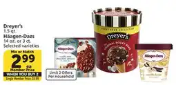 Albertsons Dreyer's 1.5 qt. Häagen-Dazs 14 oz. or 3 ct offer