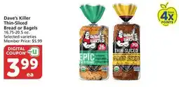 Vons Dave's Killer Thin-Sliced Bread or Bagels offer