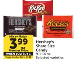 Vons Hershey's Share Size Candy offer