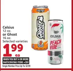 Vons Celsius 12 oz. or Ghost 16 oz offer