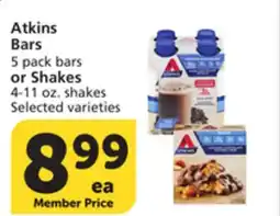 Vons Atkins Bars 5 pack bars or Shakes 4-11 oz. shakes offer