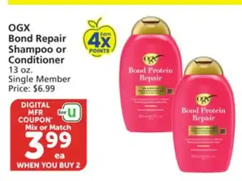 Vons OGX Bond Repair Shampoo or Conditioner offer
