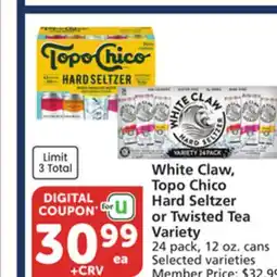 Vons White Claw, Topo Chico Hard Seltzer or Twisted Tea Variety offer