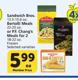 Vons Sandwich Bros. 13.5-15.6 oz. Bertolli Meals 22-25 oz. or P.F. Chang's Meals for 2 18-22 oz offer