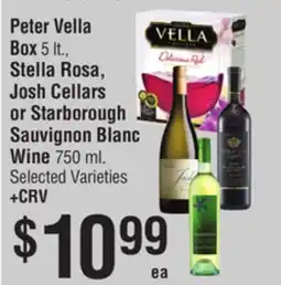 Smart & Final Peter Vella Box, Stella Rosa, Josh Cellars or Starborough Sauvignon Blanc Wine offer