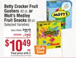 Smart & Final Betty Crocker Fruit Gushers or Mott's Medley Fruit Snacks offer