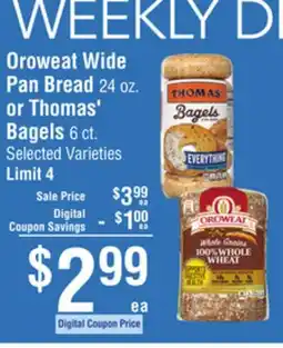 Smart & Final Oroweat Wide Pan Bread or Thomas' Bagels offer