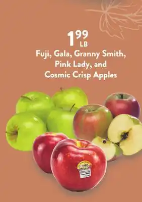 Fresh Thyme Fuji, Gala, Granny Smith, Pink Lady, and Cosmic Crisp Apples offer