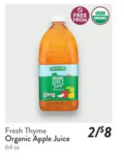 Fresh Thyme Fresh Thyme Organic Apple Juice offer