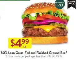 Fresh Thyme 80% Lean Grass-Fed and Finished Ground Beef offer