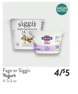 Fresh Thyme Fage or Siggis Yogurt offer