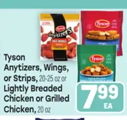 Tony’s Fresh Market Tyson Anytizers, Wings, or Strips, 20-25 oz or Lightly Breaded Chicken or Grilled Chicken, 20 oz offer
