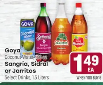 Tony’s Fresh Market Goya Coconut Water oz, Sangría Sidral, or Jarritos Select Drinks offer