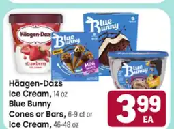 Tony’s Fresh Market Häagen-Dazs Ice Cream, 14oz Blue Bunny Cones or Bars, 6-9ct or Ice Cream, 46-48oz offer