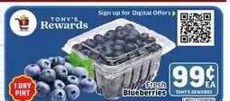 Tony’s Fresh Market Blueberries offer