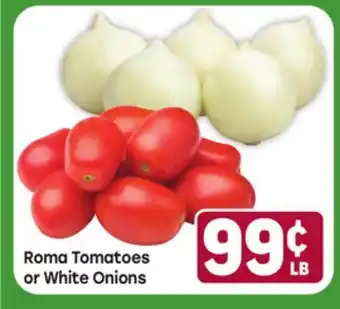 Tony’s Fresh Market Roma Tomatoes or White Onions offer
