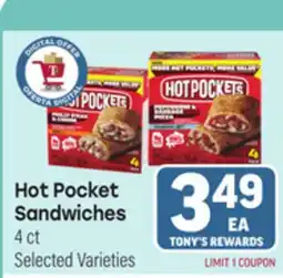 Tony’s Fresh Market Hot Pocket Sandwiches offer