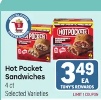 Tony’s Fresh Market Hot Pocket Sandwiches offer