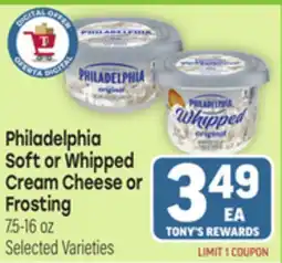 Tony’s Fresh Market Philadelphia Soft or Whipped Cream Cheese or Frosting offer
