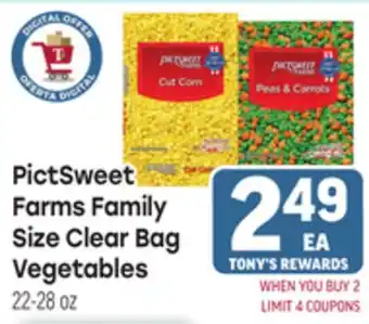 Tony’s Fresh Market PictSweet Farms Family Size Clear Bag Vegetables offer
