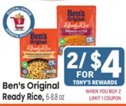 Tony’s Fresh Market Ben's Original Ready Rice offer