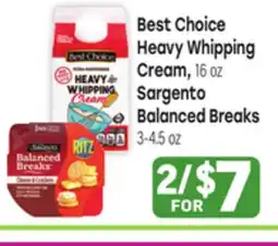 Tony’s Fresh Market Best Choice Heavy Whipping Cream, 16 oz Sargento Balanced Breaks, 3–4.5 oz offer