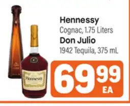 Tony’s Fresh Market Hennessy Cognac, 1.75 Liters, Don Julio 1942 Tequila, 375mL offer