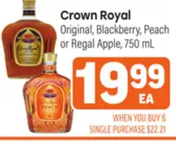 Tony’s Fresh Market Crown Royal Original, Blackberry, Peach or Regal Apple offer