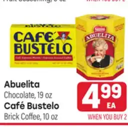 Tony’s Fresh Market Abuelita Chocolate, 19oz, Café Bustelo Brick Coffee, 10oz offer