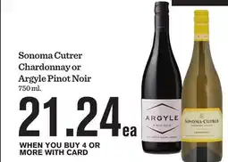 Mariano's Sonoma Cutrer Chardonnay or Argyle Pinot Noir offer
