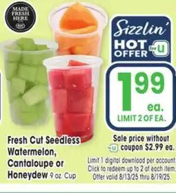 Jewel-Osco Fresh Cut Seedless Watermelon, Cantaloupe or Honeydew offer
