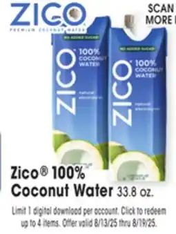 Jewel-Osco Zico 100% 100% Coconut Water offer