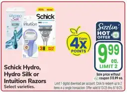 Jewel-Osco Schick Hydro, Hydro Silk or Intuition Razors offer