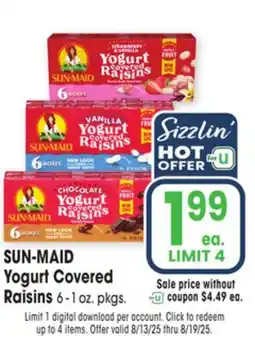 Jewel-Osco SUN-MAID Yogurt Covered offer