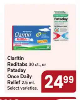 Jewel-Osco Claritin Reditabs 30 ct., or Pataday Once Daily Relief 2.5 ml offer