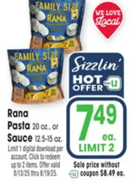 Jewel-Osco Rana Pasta 20 oz., or Sauce 12.5-15 oz offer