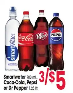 Jewel-Osco Smartwater 700 ml., Coca-Cola, Pepsi or Dr Pepper 1.25 ltr offer