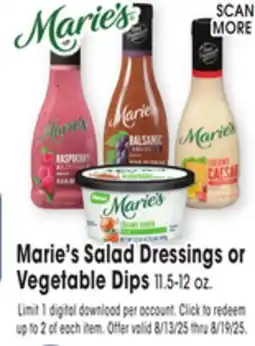 Jewel-Osco Marie's Salad Dressings or Vegetable Dips offer