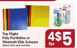 Jewel-Osco Top Flight Poly Portfolios or Westcott Kids Scissors offer