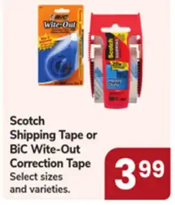 Jewel-Osco Scotch Shipping Tape or BiC Wite-Out Correction Tape offer