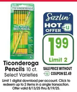 Jewel-Osco Ticonderoga Pencils offer