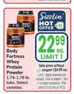 Jewel-Osco Body Fortress Whey Protein Powder offer