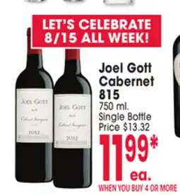 Jewel-Osco Joel Gott Cabernet 815 offer