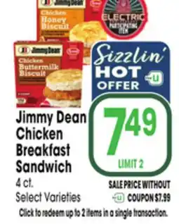Jewel-Osco Jimmy Dean Chicken Breakfast Sandwich offer