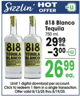 Jewel-Osco 818 Blanco Tequila offer