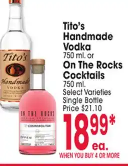 Jewel-Osco Tito's Handmade Vodka 750 ml. or On The Rocks Cocktails 750 ml offer